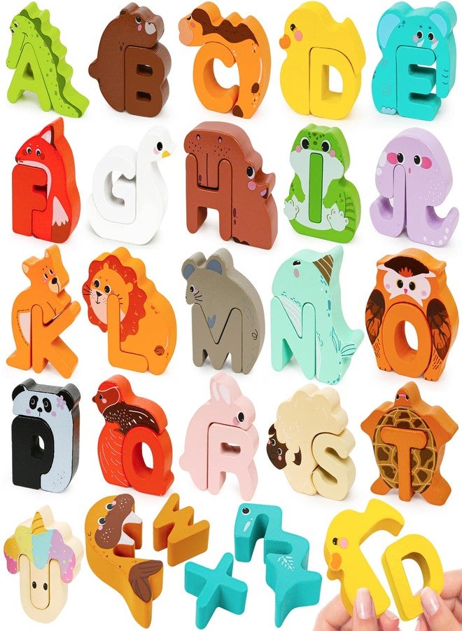CZTCDP Wooden Alphabet Matching Game, ABC Animal Puzzle Board for Toddlers, Montessori Sorting Blocks Board Toy, Preschool Jigsaw Puzzle for Early Learning, Educational Gift for Kids Boys Girls Ages 3-5 - Image 1